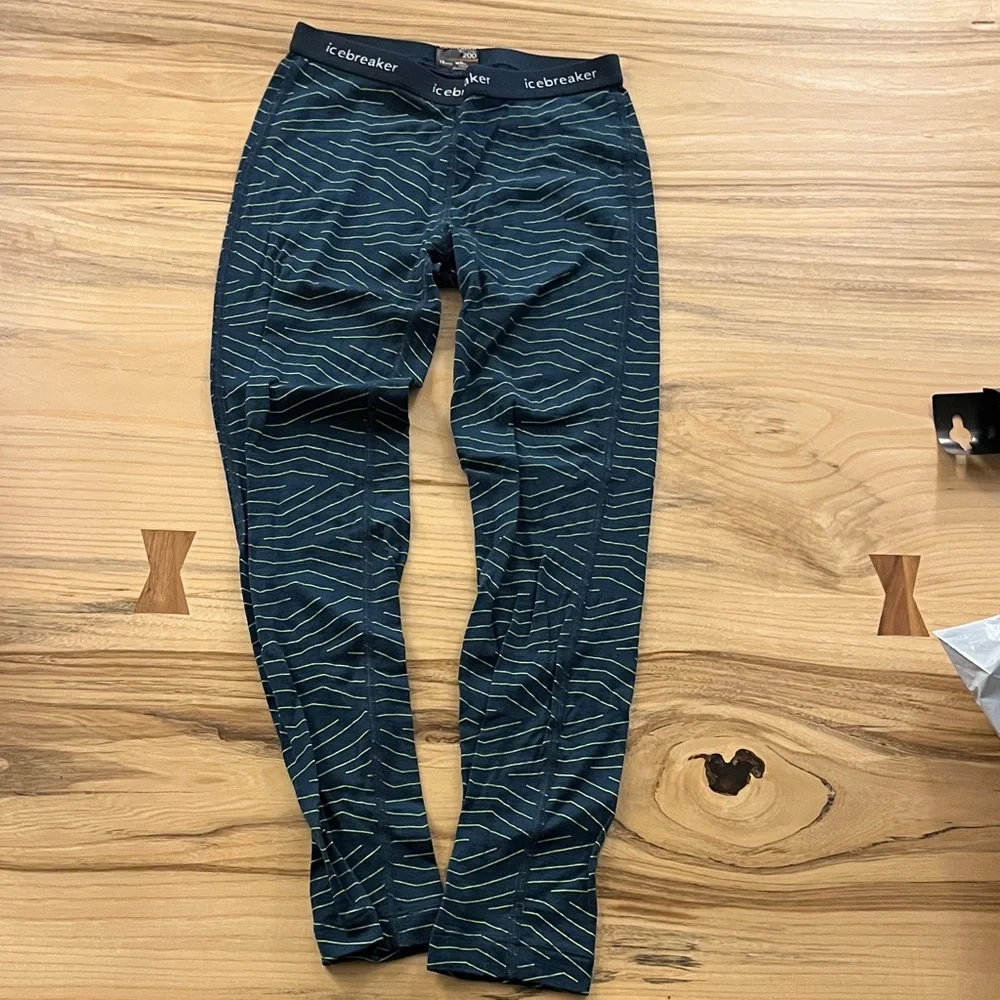Icebreaker Kids' Navy and Green Patterned Leggings - Picture 2 of 4